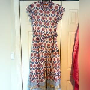 Oliphant | Pink and Blue Patterned Maxi Dress